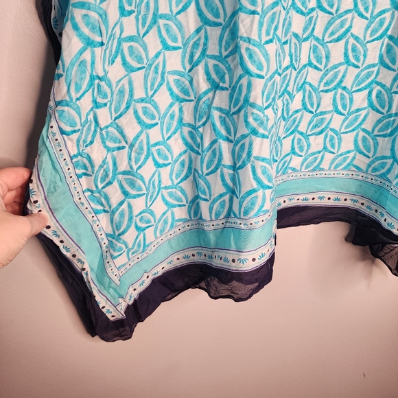 Talbots Silk Blend Portofino Light Weight Poncho Top Geometric Print Size 3x - Picture 4 of 7